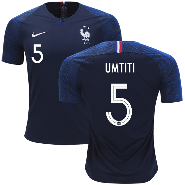 France #5 Umtiti Home Soccer Country Jersey