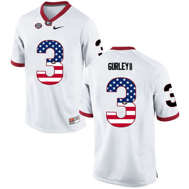 Georgia Bulldogs 3 Todd Gurley II White USA Flag College Football Jersey Georgia Bulldogs 3 Todd Gurley II White USA Flag College Football Jersey