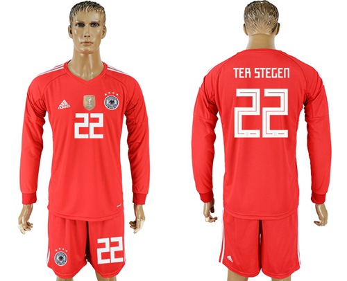 Germany #22 Ter Stegen Red Long Sleeves Goalkeeper Soccer Country Jersey Germany #22 Ter Stegen Red Long Sleeves Goalkeeper Soccer Country Jersey