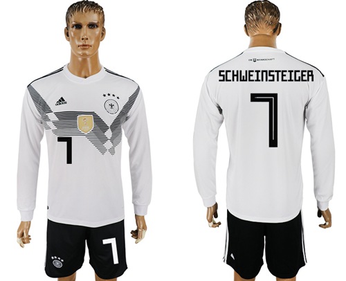 Germany #7 Schweinsteiger White Home Long Sleeves Soccer Country Jersey Germany #7 Schweinsteiger White Home Long Sleeves Soccer Country Jersey