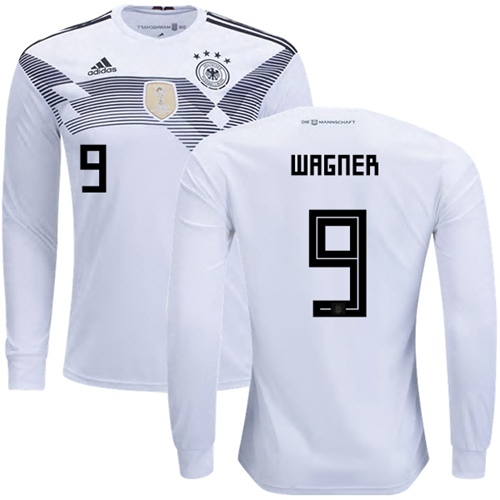 Germany #9 Wagner White Home Long Sleeves Soccer Country Jersey Germany #9 Wagner White Home Long Sleeves Soccer Country Jersey