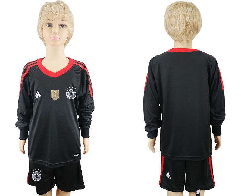 Germany Black Goalkeeper Long Sleeves Soccer Country Jersey