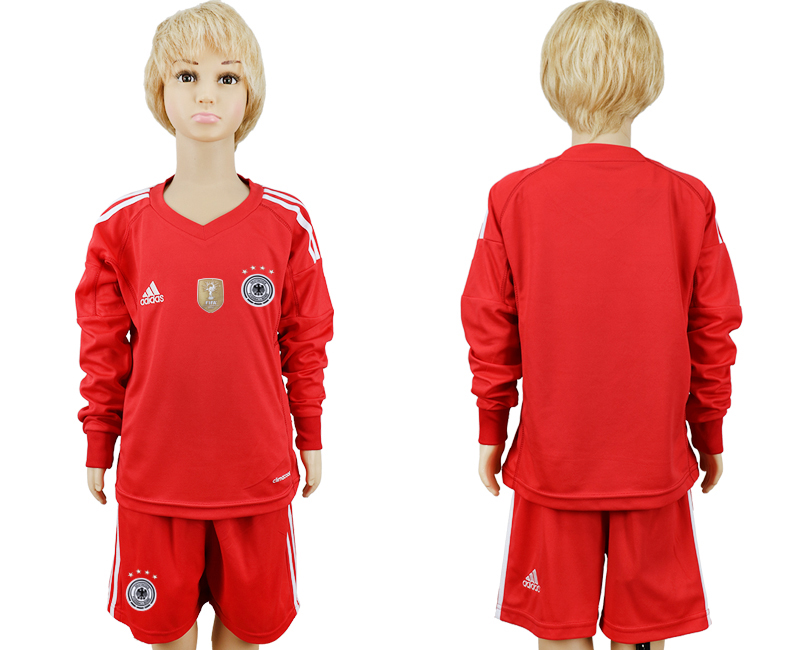 Germany Red Long Sleeves Goalkeeper Soccer Country Jersey