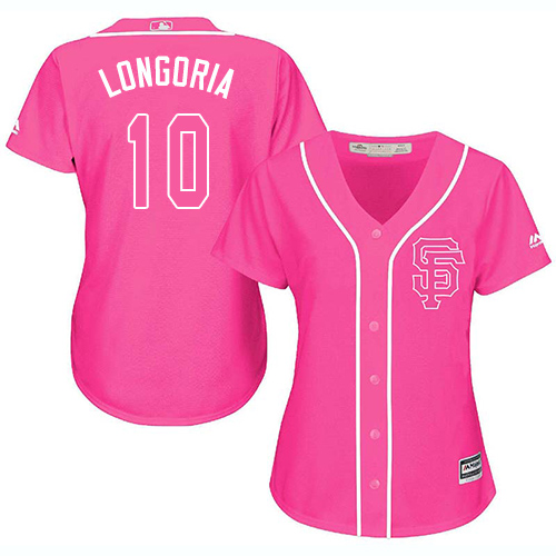 Giants #10 Evan Longoria Pink Fashion Women's Stitched MLB Jersey$