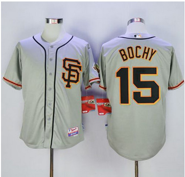 Giants #15 Bruce Bochy Grey Cool Base Road 2 Stitched MLB Jersey