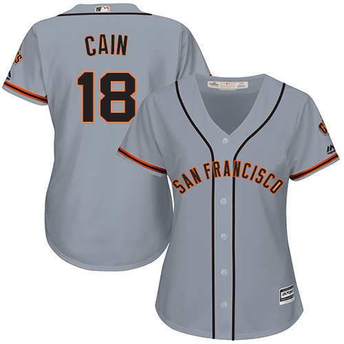 Giants #18 Matt Cain Grey Road Women's Stitched MLB Jersey Giants #18 Matt Cain Grey Road Women's Stitched MLB Jersey