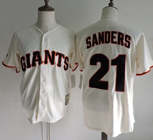 Giants #21 Deion Sanders Cream Throwback Stitched MLB Jersey(Mitchell And Ness) Giants #21 Deion Sanders Cream Throwback Stitched MLB Jersey(Mitchell And Ness)