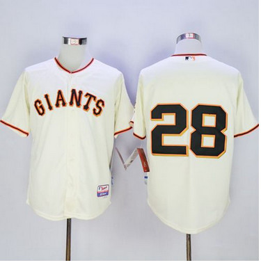 Giants #28 Buster Posey Cream Cool Base Stitched MLB Jersey