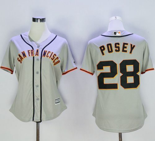 Giants #28 Buster Posey Grey Women's Road Stitched MLB Jersey Giants #28 Buster Posey Grey Women's Road Stitched MLB Jersey