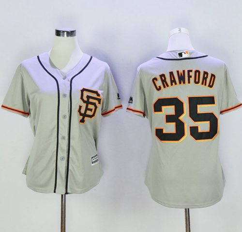 Giants #35 Brandon Crawford Grey Women's Road Stitched MLB Jersey