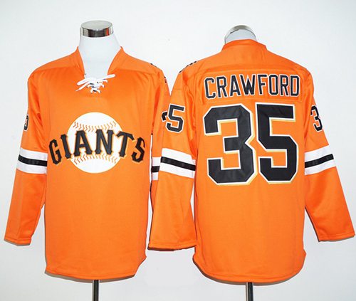 Giants #35 Brandon Crawford Orange Long Sleeve Stitched MLB Jersey Giants #35 Brandon Crawford Orange Long Sleeve Stitched MLB Jersey