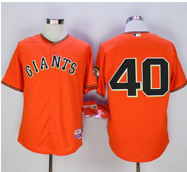 Giants #40 Madison Bumgarner Orange Old Style Giants Stitched MLB Jersey