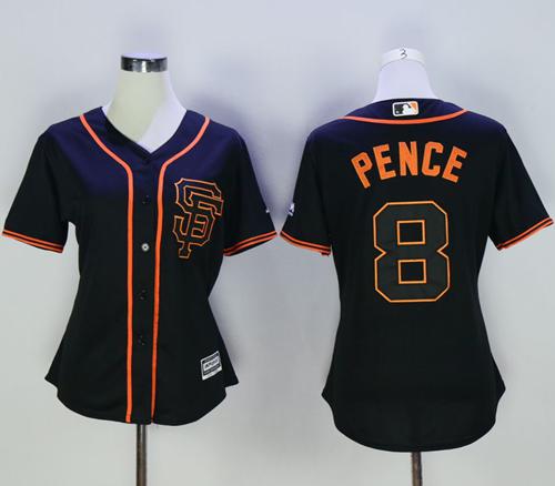 Giants #8 Hunter Pence Black Alternate Women's Stitched MLB Jersey Giants #8 Hunter Pence Black Alternate Women's Stitched MLB Jersey