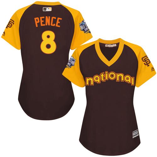 Giants #8 Hunter Pence Brown 2016 All-Star National League Women's Stitched MLB Jersey Giants #8 Hunter Pence Brown 2016 All-Star National League Women's Stitched MLB Jersey