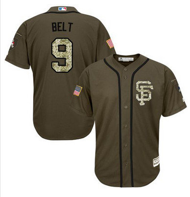 Giants #9 Brandon Belt Green Salute to Service Stitched MLB Jersey Giants #9 Brandon Belt Green Salute to Service Stitched MLB Jersey
