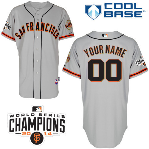 Giants Grey Customized Men 2014 World Series Champions Cool Base Jersey