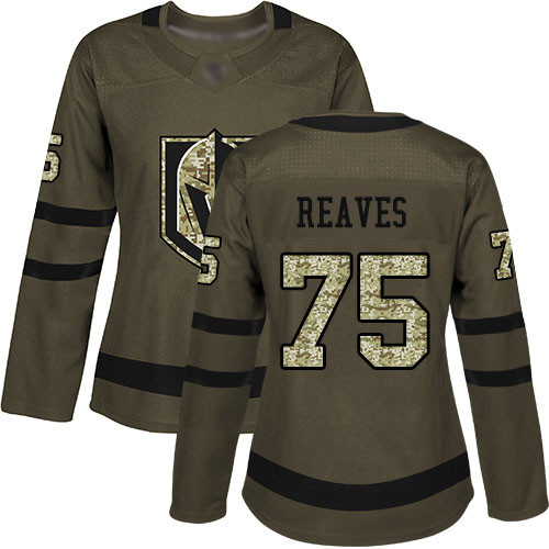 Golden Knights #75 Ryan Reaves Green Salute to Service Women's Stitched Hockey Jersey