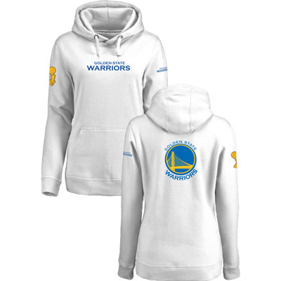 Golden State Warriors 2017 NBA Champions White Women's Pullover Hoodie-2