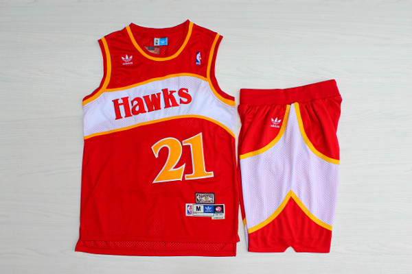 Hawks #21 Dominique Wilkins Red Hardwood Classics Jersey(With Shorts)