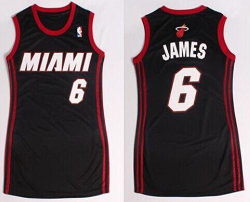Heat #6 LeBron James Black Women's Dress Stitched NBA Jersey Heat #6 LeBron James Black Women's Dress Stitched NBA Jersey