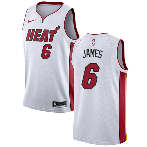 Heat #6 LeBron James White Youth Basketball Swingman Association Edition Jersey