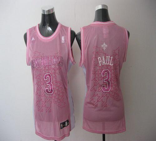 Hornets #3 Chris Paul Pink Women Fashion Stitched NBA Jersey