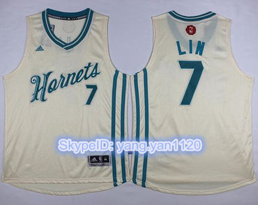 Hornets #7 Jeremy Lin Cream 2015-2016 Christmas Day Stitched NBA Jersey