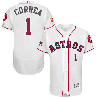 Houston Astros Carlos Correa Majestic Fashion Stars & Stripes FlexBase Player Jersey - White Houston Astros Carlos Correa Majestic Fashion Stars & Stripes FlexBase Player Jersey - White