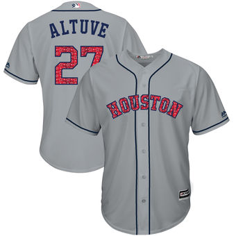 Houston Astros Jose Altuve Majestic 2017 Stars & Stripes Cool Base Player Jersey - Gray