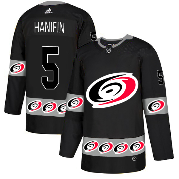 Hurricanes 5 Noah Hanifin Black Team Logos Fashion Adidas Jersey