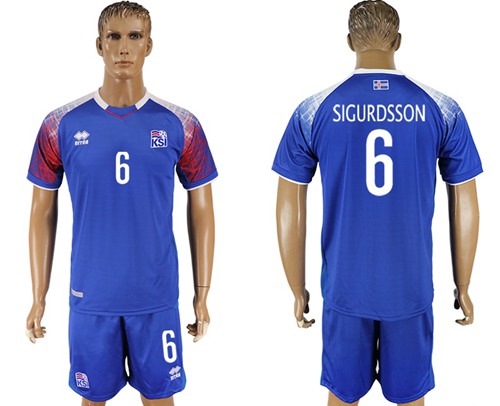 Iceland #6 Sigurdsson Home Soccer Country Jersey Iceland #6 Sigurdsson Home Soccer Country Jersey
