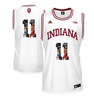 Indiana Hoosiers 11 Isiah Thomas White With Portrait Print College Basketball Jersey