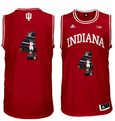 Indiana Hoosiers 4 Victor Oladipo Red With Portrait Print College Basketball Jersey