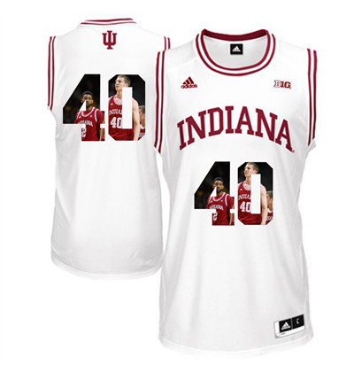 Indiana Hoosiers 40 Cody Zeller White With Portrait Print College Basketball Jersey