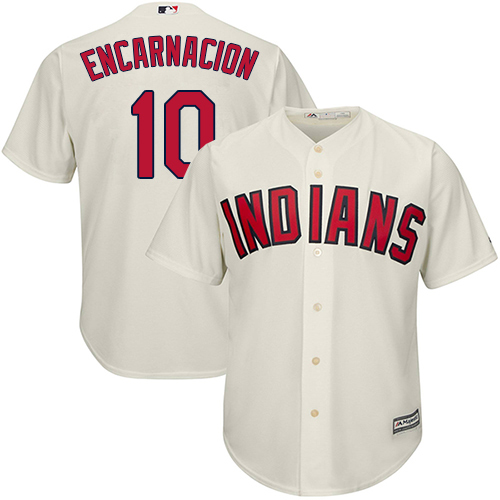 Indians #10 Edwin Encarnacion Cream New Cool Base Stitched Baseball Jersey