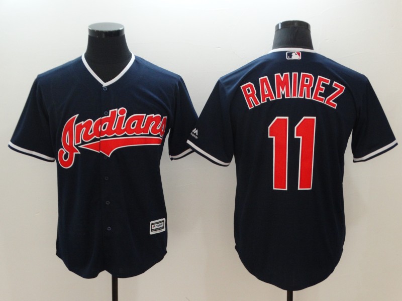 Indians #11 Jose Ramirez Navy Cool Base Jersey