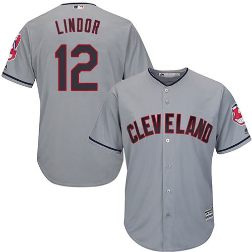 Indians #12 Francisco Lindor Grey Road Stitched Youth MLB Jersey Indians #12 Francisco Lindor Grey Road Stitched Youth MLB Jersey