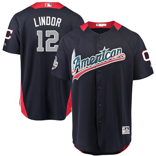 Indians #12 Francisco Lindor Navy Blue 2018 All-Star American League Stitched Baseball Jersey Indians #12 Francisco Lindor Navy Blue 2018 All-Star American League Stitched Baseball Jersey