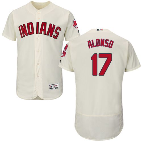 Indians #17 Yonder Alonso Cream Flexbase Authentic Collection Stitched Baseball Jersey Indians #17 Yonder Alonso Cream Flexbase Authentic Collection Stitched Baseball Jersey