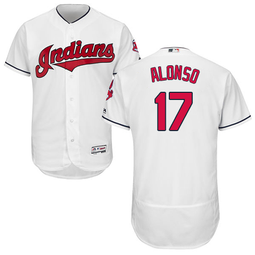 Indians #17 Yonder Alonso White Flexbase Authentic Collection Stitched Baseball Jersey Indians #17 Yonder Alonso White Flexbase Authentic Collection Stitched Baseball Jersey
