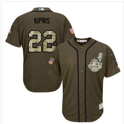 Indians #22 Jason Kipnis Green Salute to Service Stitched MLB Jersey