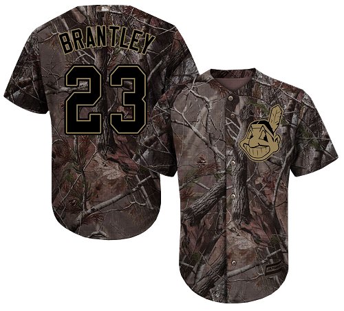 Indians #23 Michael Brantley Camo Realtree Collection Cool Base Stitched Baseball Jersey