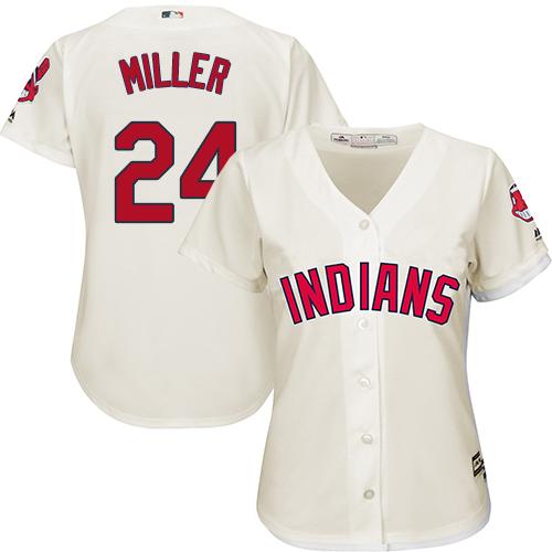 Indians #24 Andrew Miller Cream Women's Alternate Stitched MLB Jersey Indians #24 Andrew Miller Cream Women's Alternate Stitched MLB Jersey