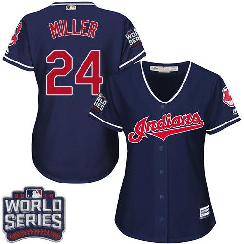 Indians #24 Andrew Miller Navy Blue 2016 World Series Bound Women's Alternate Stitched MLB Jersey Indians #24 Andrew Miller Navy Blue 2016 World Series Bound Women's Alternate Stitched MLB Jersey