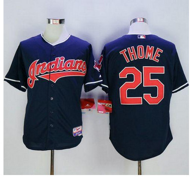 Indians #25 Jim Thome Navy Blue Cool Base Stitched MLB Jersey