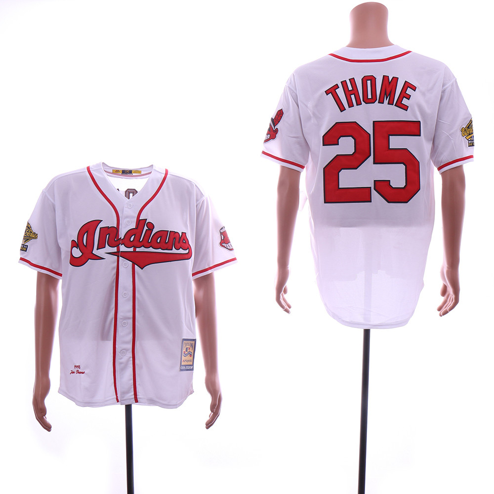 Indians #25 Jim Thome White Cooperstown Collection 1995 Throwback Jersey