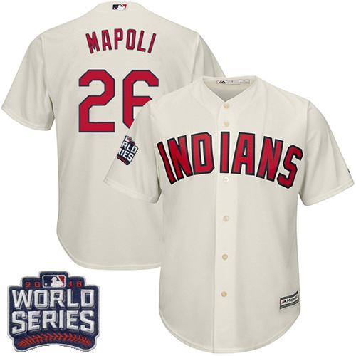 Indians #26 Mike Napoli Cream Alternate 2016 World Series Bound Stitched Youth MLB Jersey