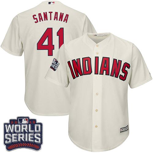 Indians #41 Carlos Santana Cream Alternate 2016 World Series Bound Stitched Youth MLB Jersey Indians #41 Carlos Santana Cream Alternate 2016 World Series Bound Stitched Youth MLB Jersey