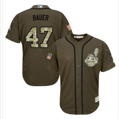 Indians #47 Trevor Bauer Green Salute to Service Stitched MLB Jersey Indians #47 Trevor Bauer Green Salute to Service Stitched MLB Jersey