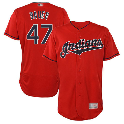 Indians #47 Trevor Bauer Red Flexbase Authentic Collection Stitched Baseball Jersey